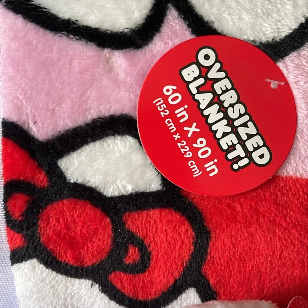Hello Kitty Throw Pillow & Plush Blanket Set 60x90” Cute Cat Pink Red Nogginz
